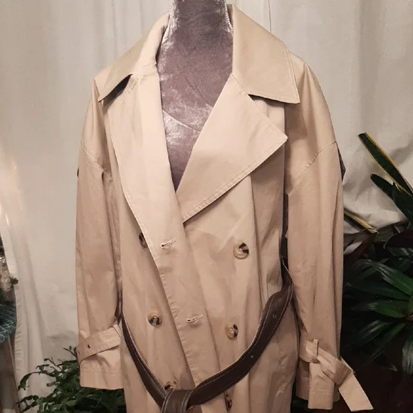 NWT Badgley💝Mischka DOUBLE BREASTED Classic Tan Trench Coat Sz L - Picture 9 of 16